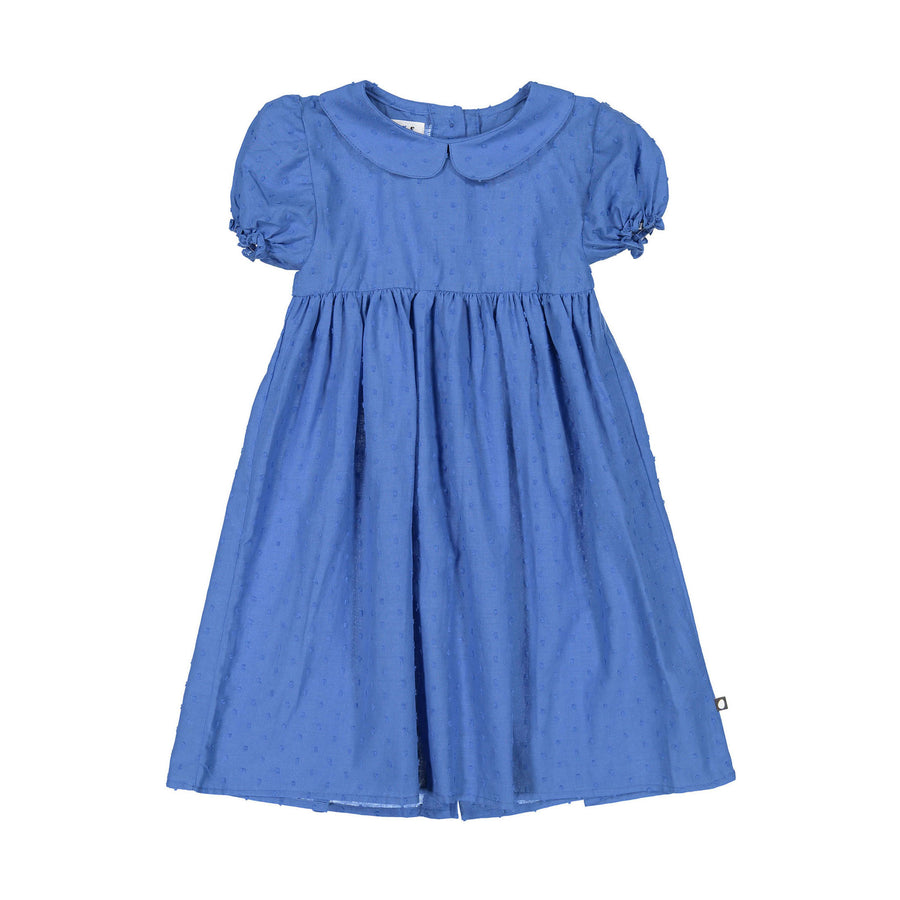 Oeuf Swiss Dots Baby Peter Pan Dress - Bluebell/Swiss dots