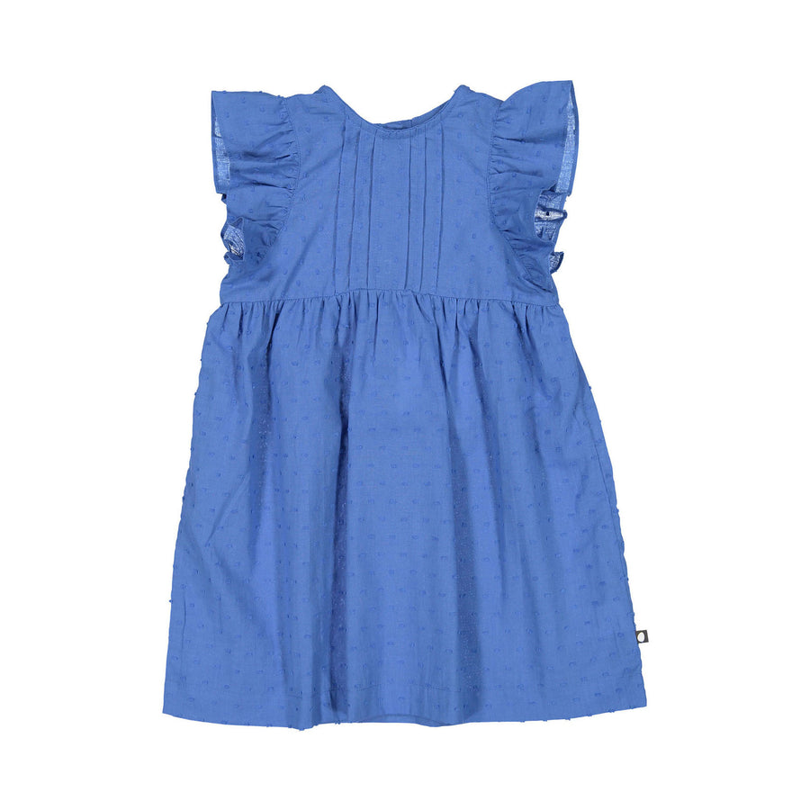 Oeuf Swiss Dots Ruffle Dress - Bluebell/Swiss dots
