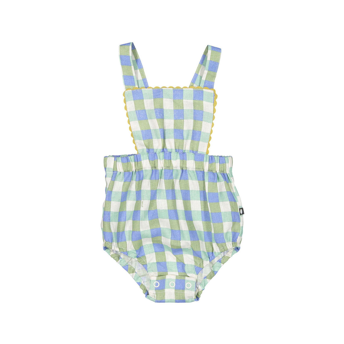 Oeuf Ric Rac Playsuit - Moss/Gingham