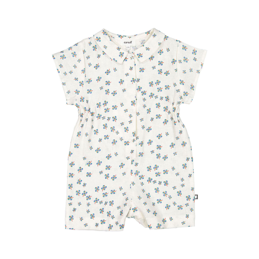 Oeuf Button Down Romper - Gardenia/Clover Print