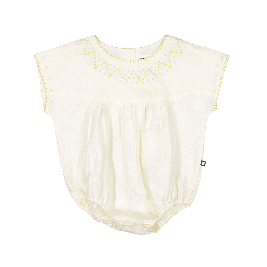 Oeuf Crs Stitch Romper - Gardenia/Hemp
