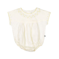 Oeuf Crs Stitch Romper - Gardenia/Hemp