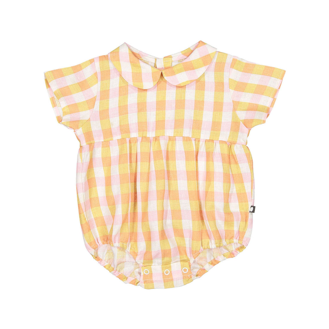 Oeuf Short Sleeve Romper - Papaya/Gingham