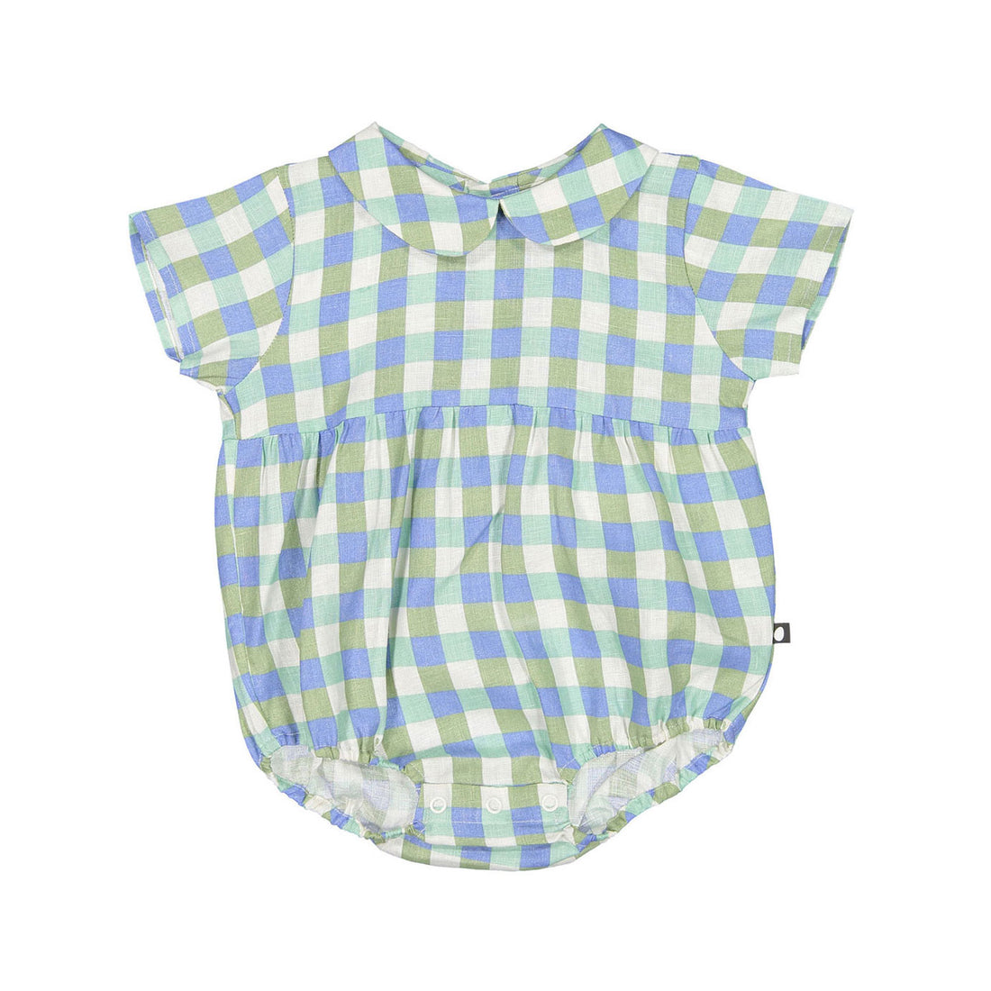 Oeuf Short Sleeve Romper - Moss/Gingham