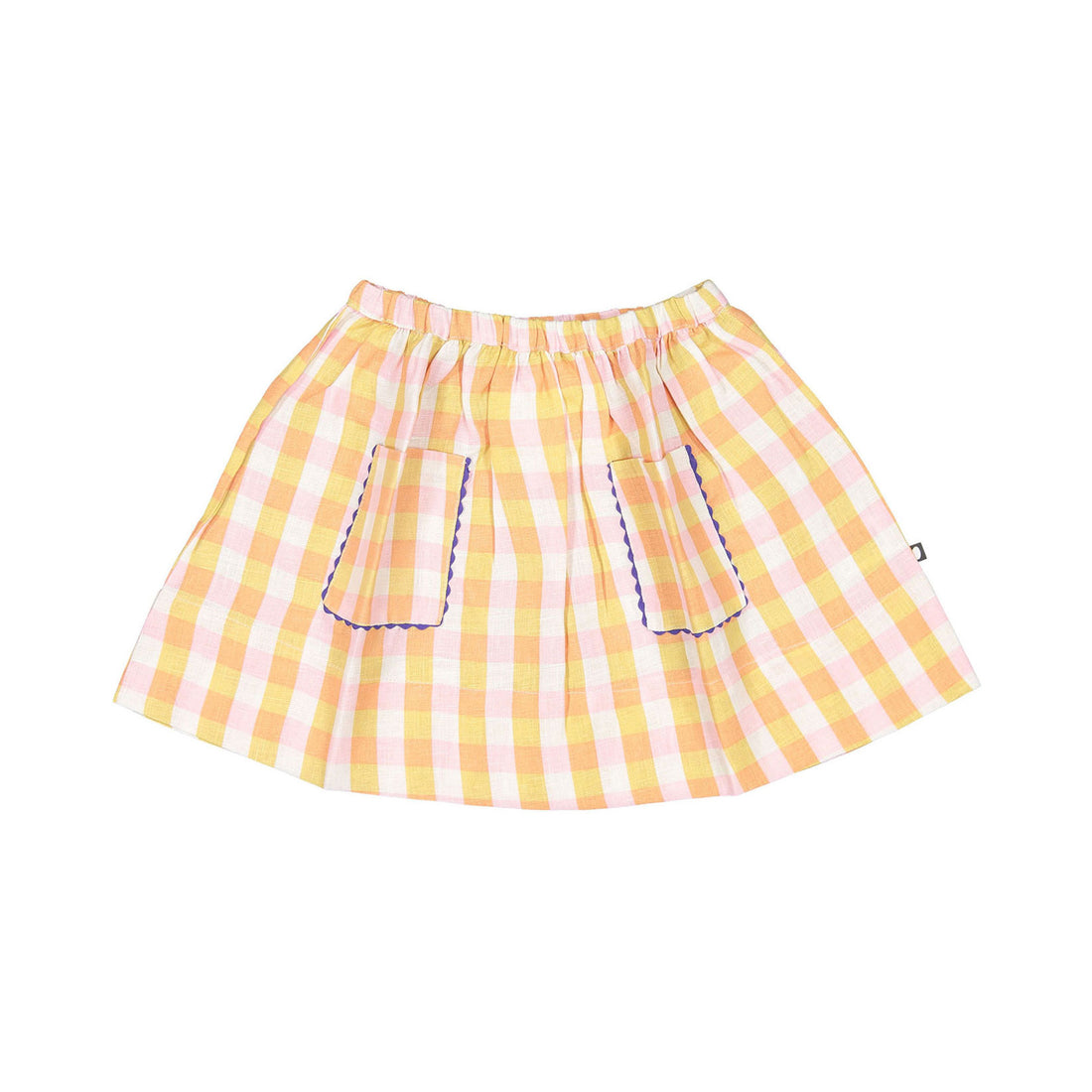 Oeuf Ric Rac Skirt - Papaya/Gingham