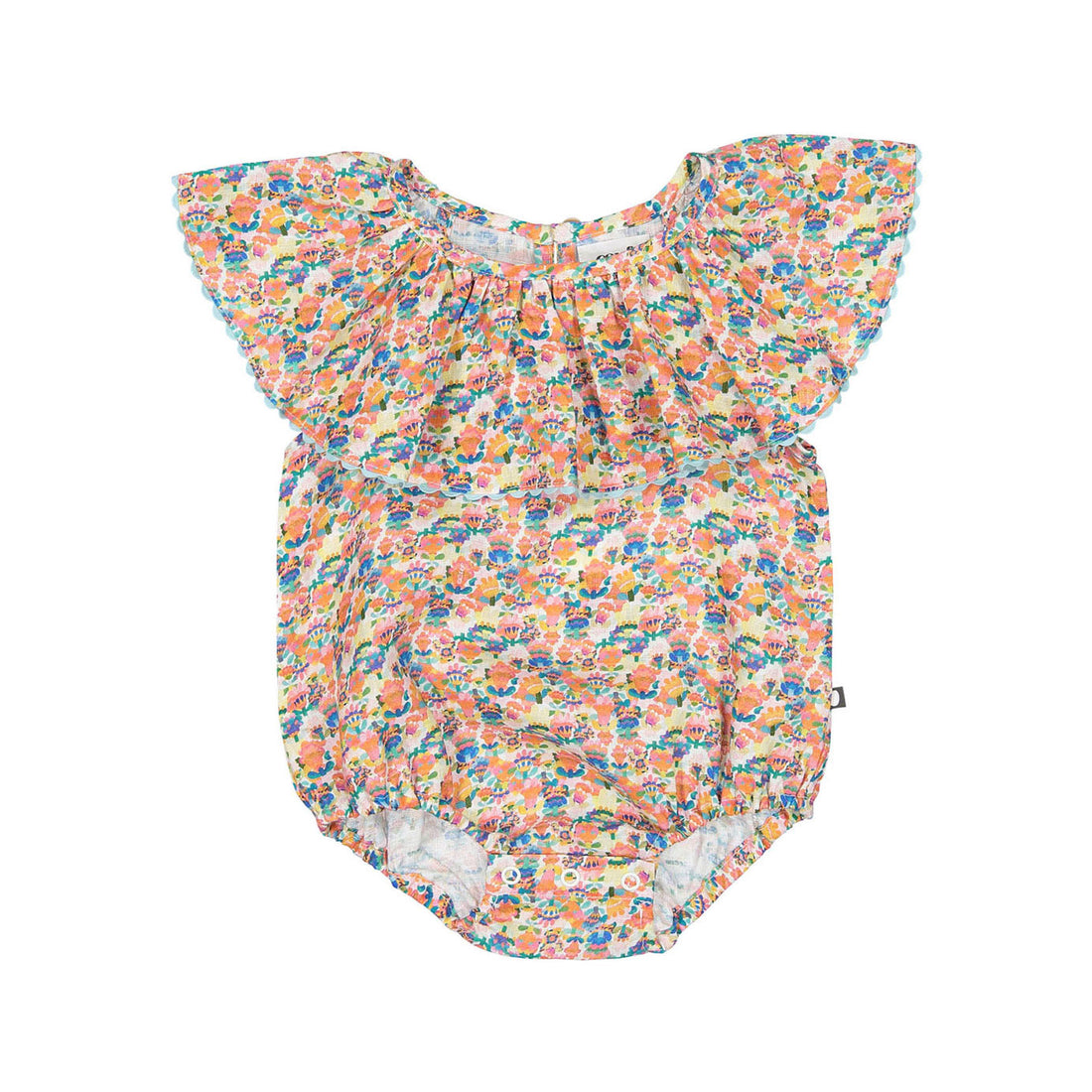 Oeuf Ric Rac Ruffle Collar Romper - Multii/Intense Flower