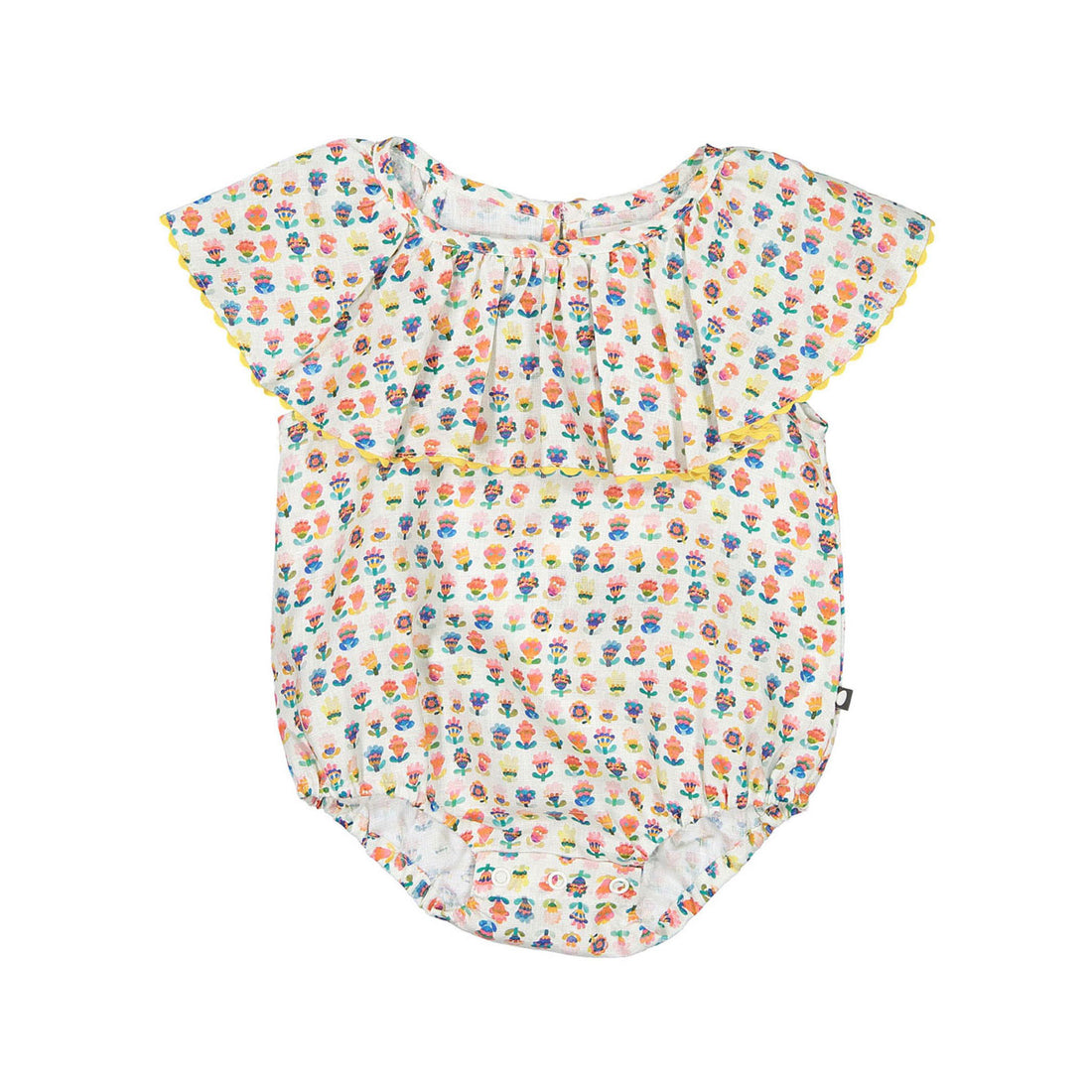 Oeuf Ric Rac Ruffle Collar Romper - Multii/Small Flower