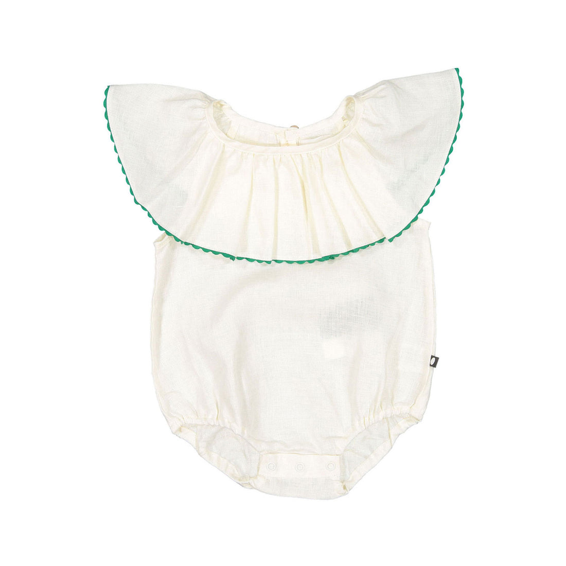 Oeuf Ric Rac Ruffle Collar Romper - Gardenia