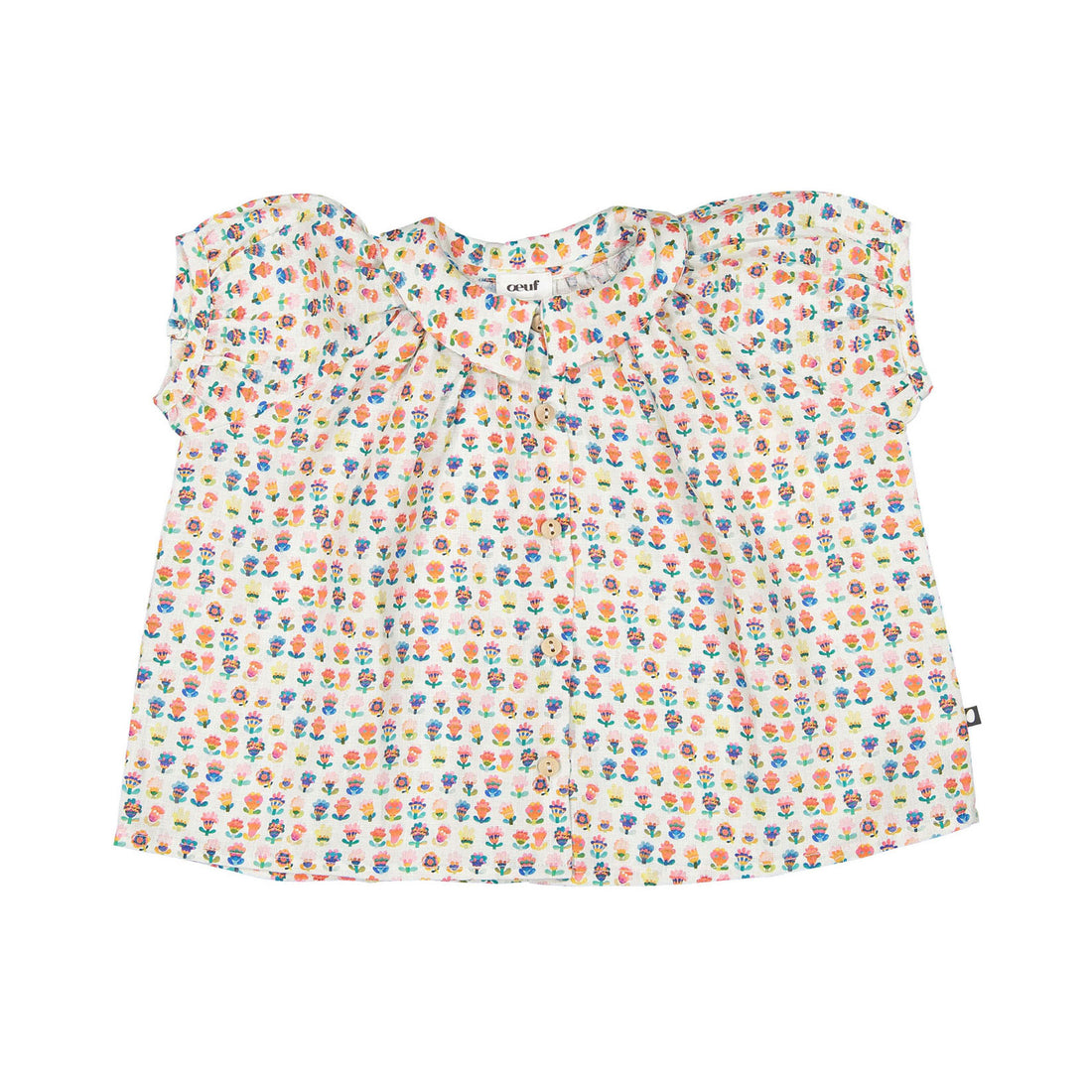 Oeuf Short Sleeve Blouse - Multii/Small Flower