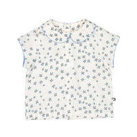 Oeuf Cap Sleeve Shirt - Gardenia/Clover Print