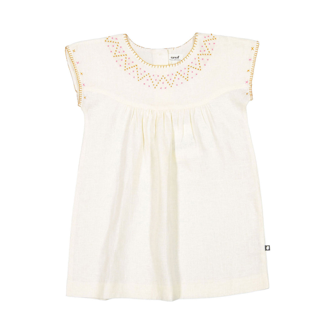 Oeuf Crs Stitch Dress - Gardenia/Fuschia