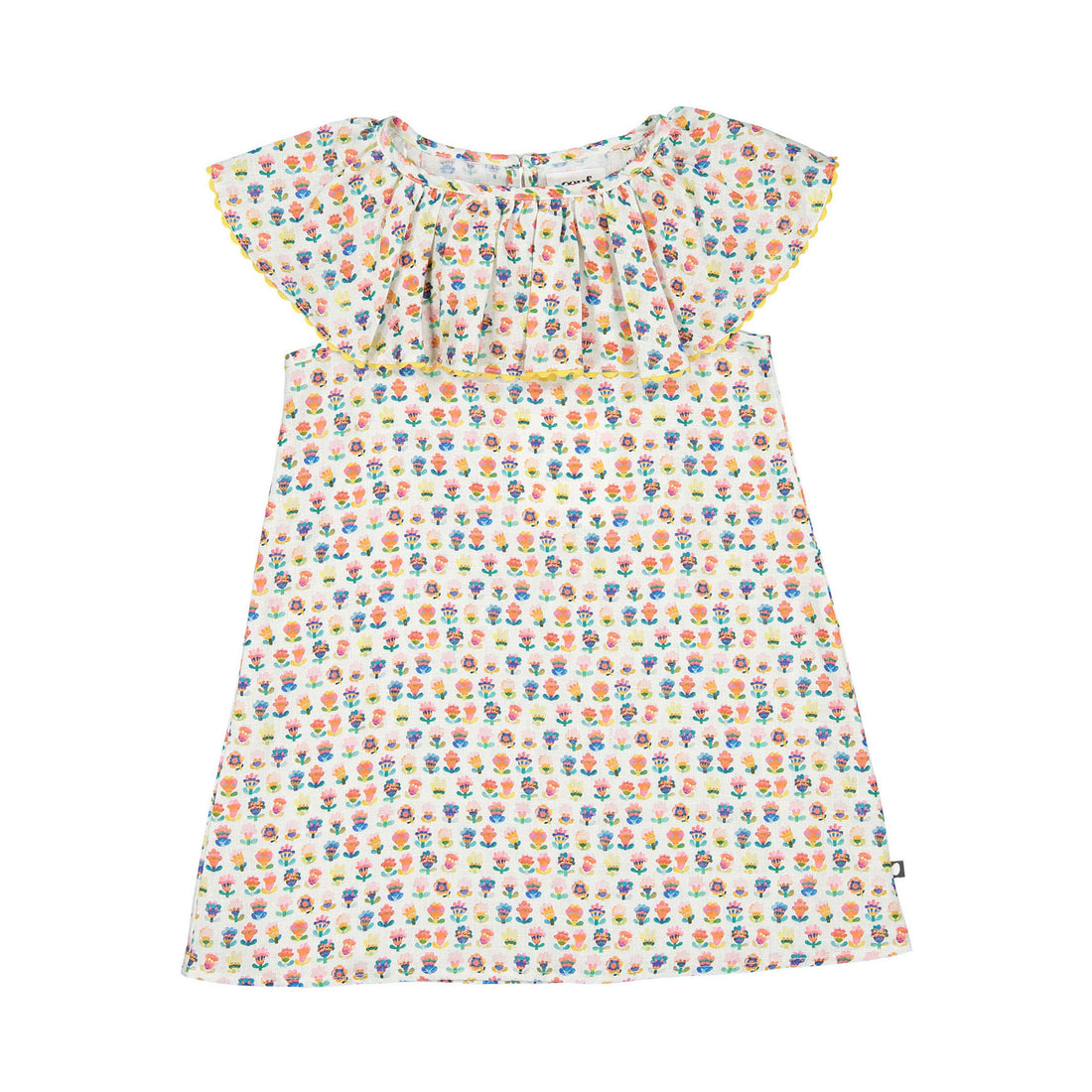 Oeuf Ric Rac Ruffle Collar Dress - Multii/Small Flower