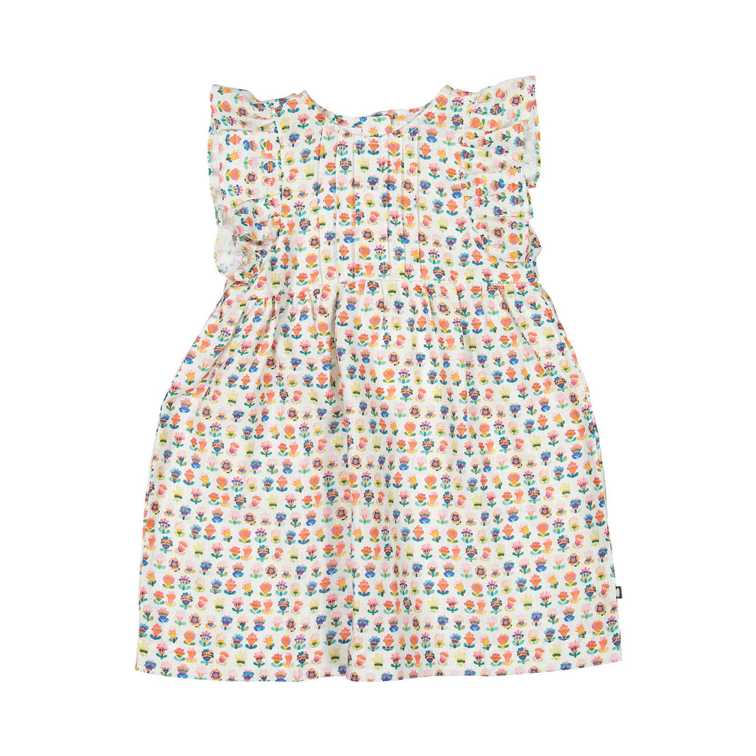 Oeuf Linen Ruffle Dress - Multii/Small Flower