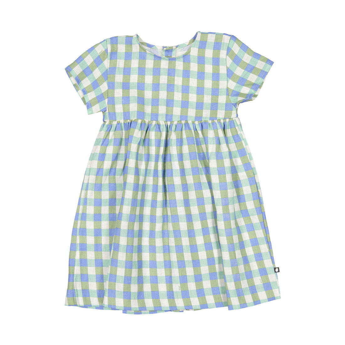 Oeuf Short Sleeve Dress - Moss/Gingham