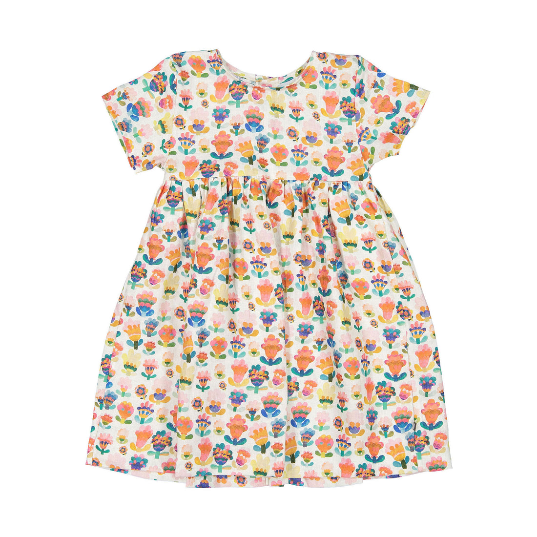 Oeuf Short Sleeve Dress - Multii/Large Flower