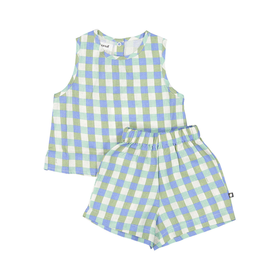 Oeuf Kid Linen Set - Moss/Gingham