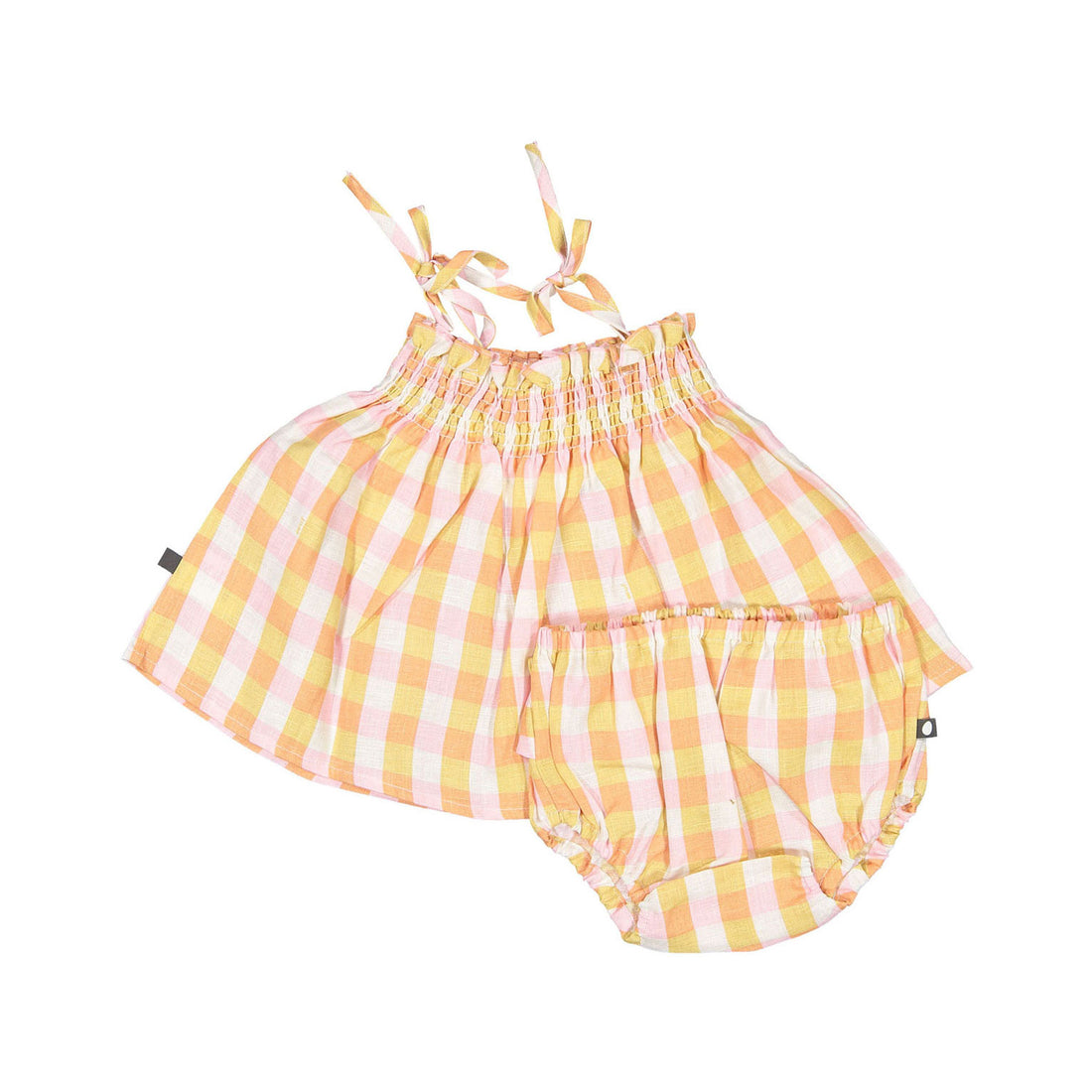 Oeuf Baby Smocked Set - Papaya/Gingham