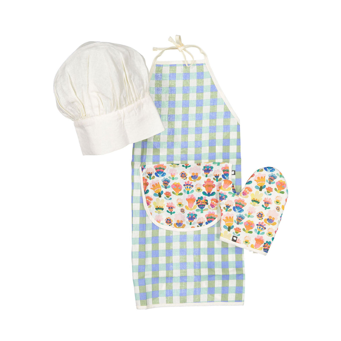 Oeuf Apron Set - Moss/Gingham