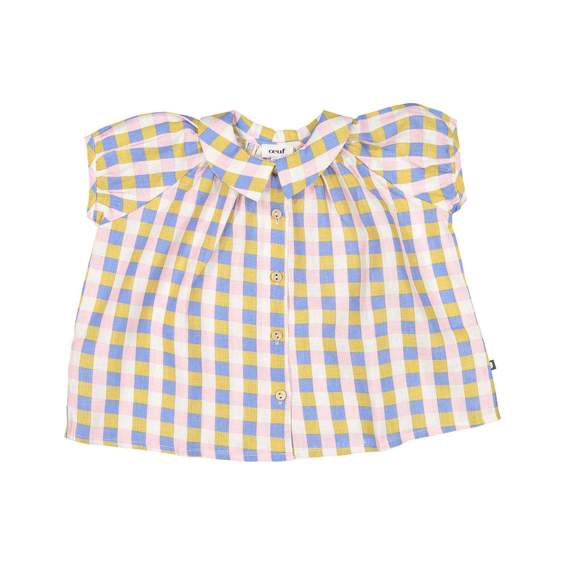 Oeuf Short Sleeve Blouse - Hemp/Gingham