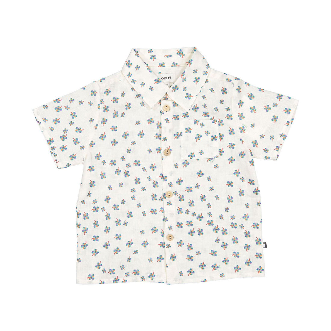 Oeuf Button Down Shirt - Gardenia/Clover Print
