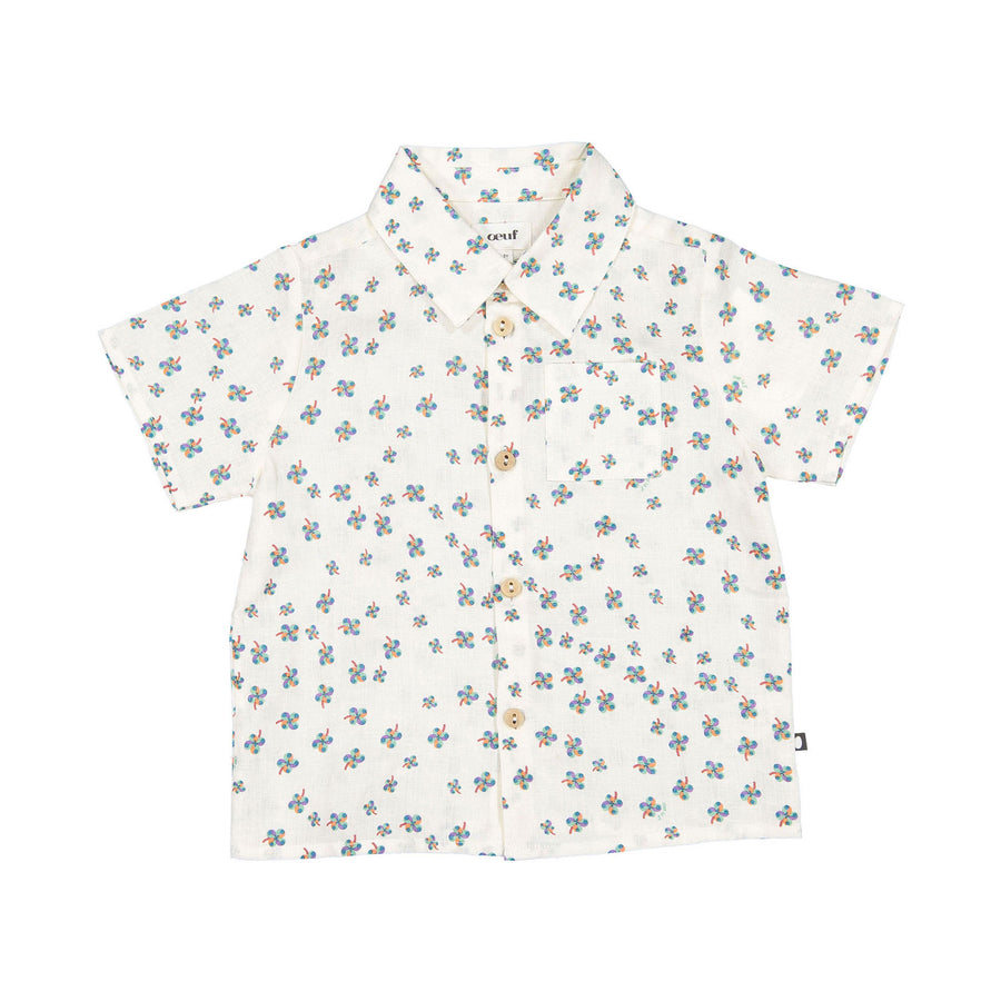 Oeuf Button Down Shirt - Gardenia/Clover Print