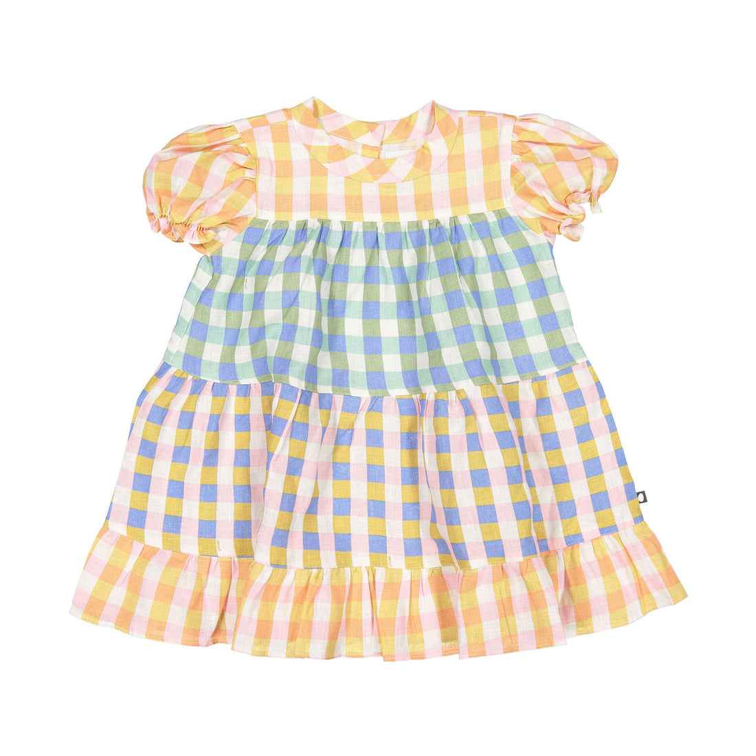 Oeuf Tiered Dress - Papaya/Gingham