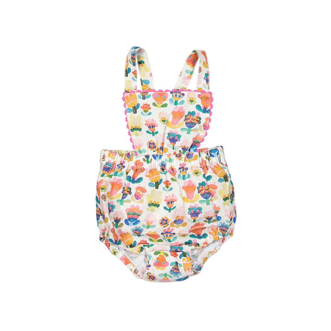 Oeuf Ric Rac Ruffle Collar Romper - Multii/Large Flower