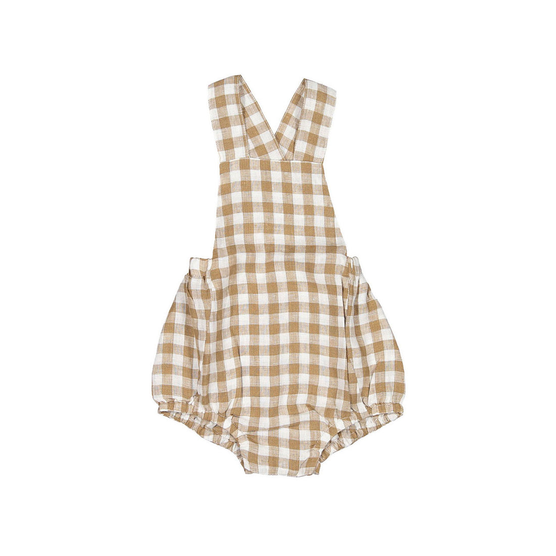 The Simple Folk The Gingham Overall Romper-Bronze Gingham