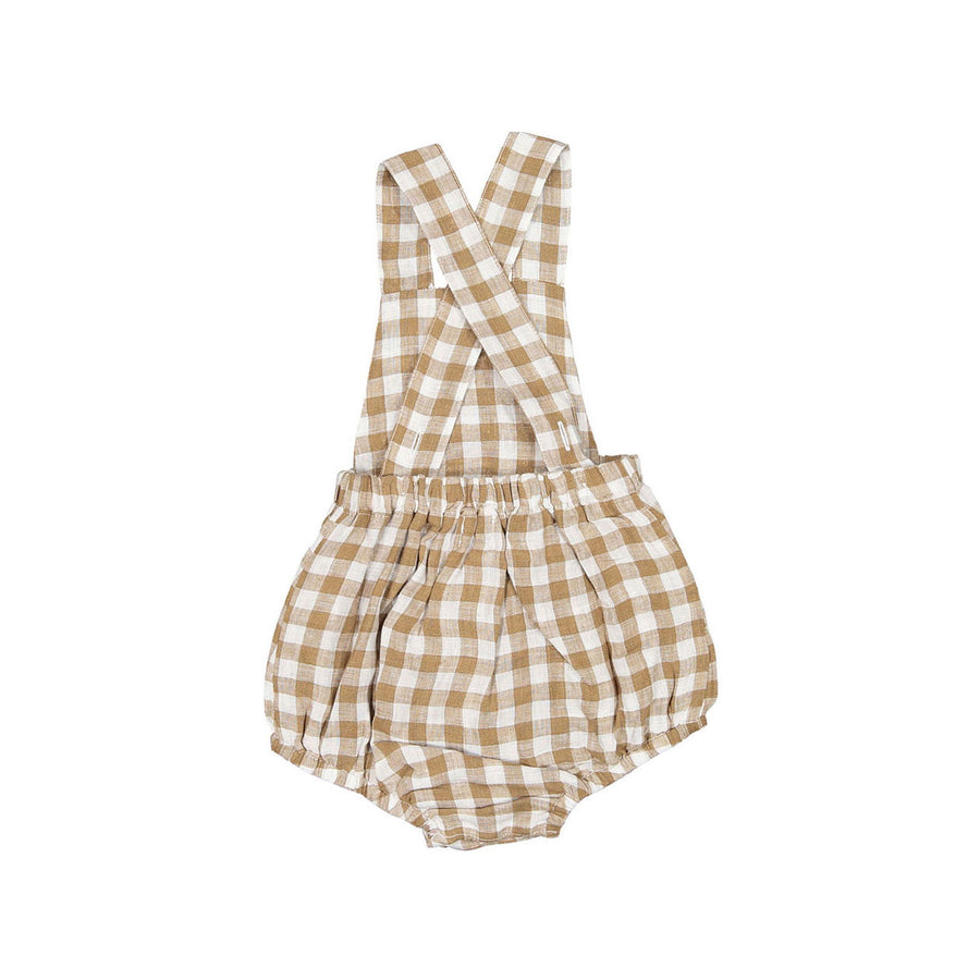 The Simple Folk The Gingham Overall Romper-Bronze Gingham