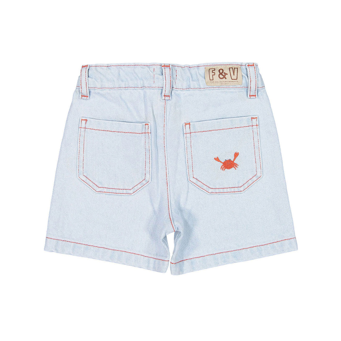 Fin and Vince Light Wash Embroidered Vintage Shorts