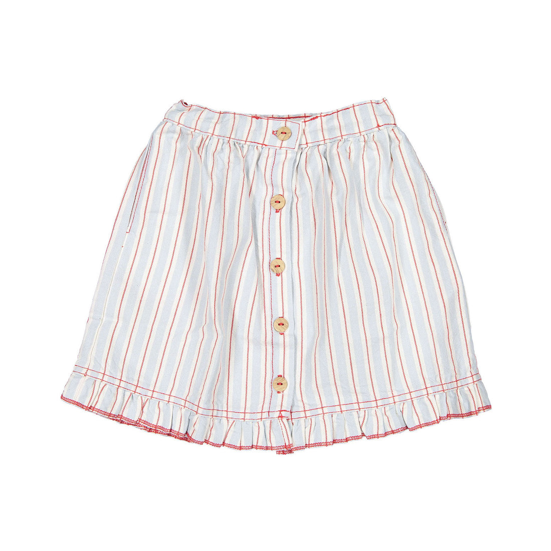 Fin and Vince Grain Sack Stripe Denim Midi Skirt
