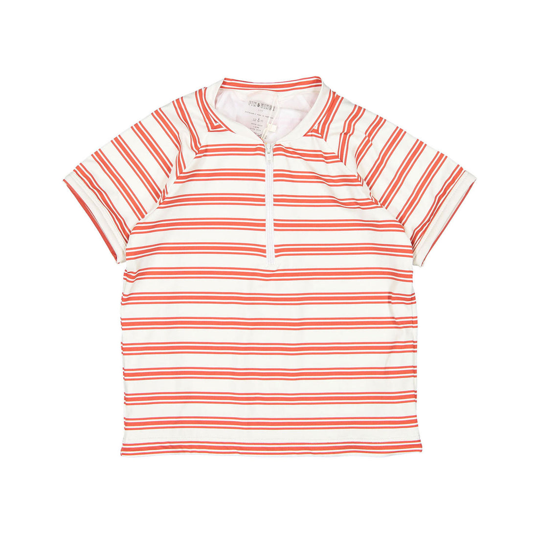 Fin and Vince Red Ticking Stripe Rash Guard