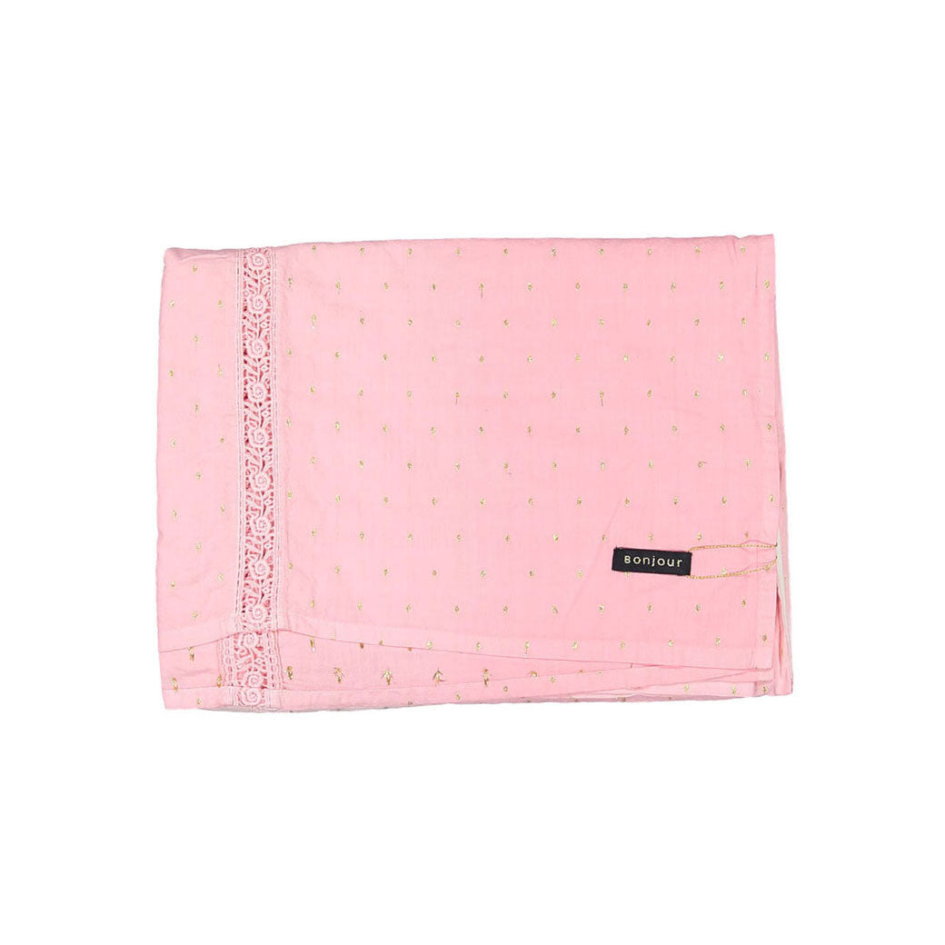 Bonjour Dip Dye Table Cloth With Embroidery - Ecru Gold Dot
