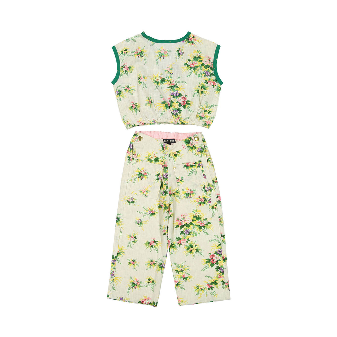 Bonjour Long Pants & "Crop" Top - Tropical Print