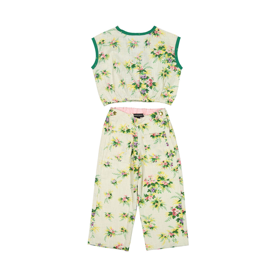 Bonjour Long Pants & "Crop" Top - Tropical Print