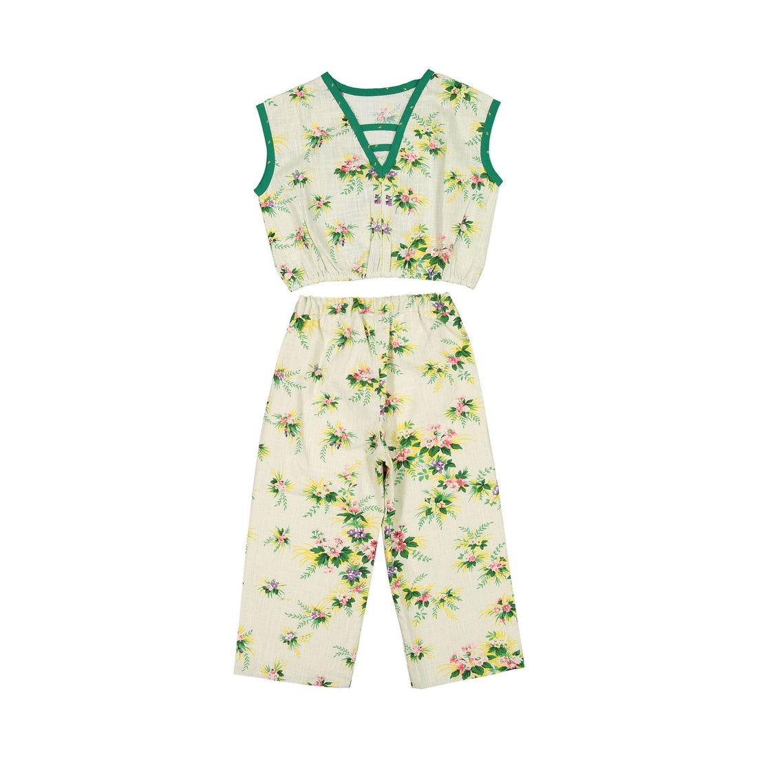 Bonjour Long Pants & "Crop" Top - Tropical Print
