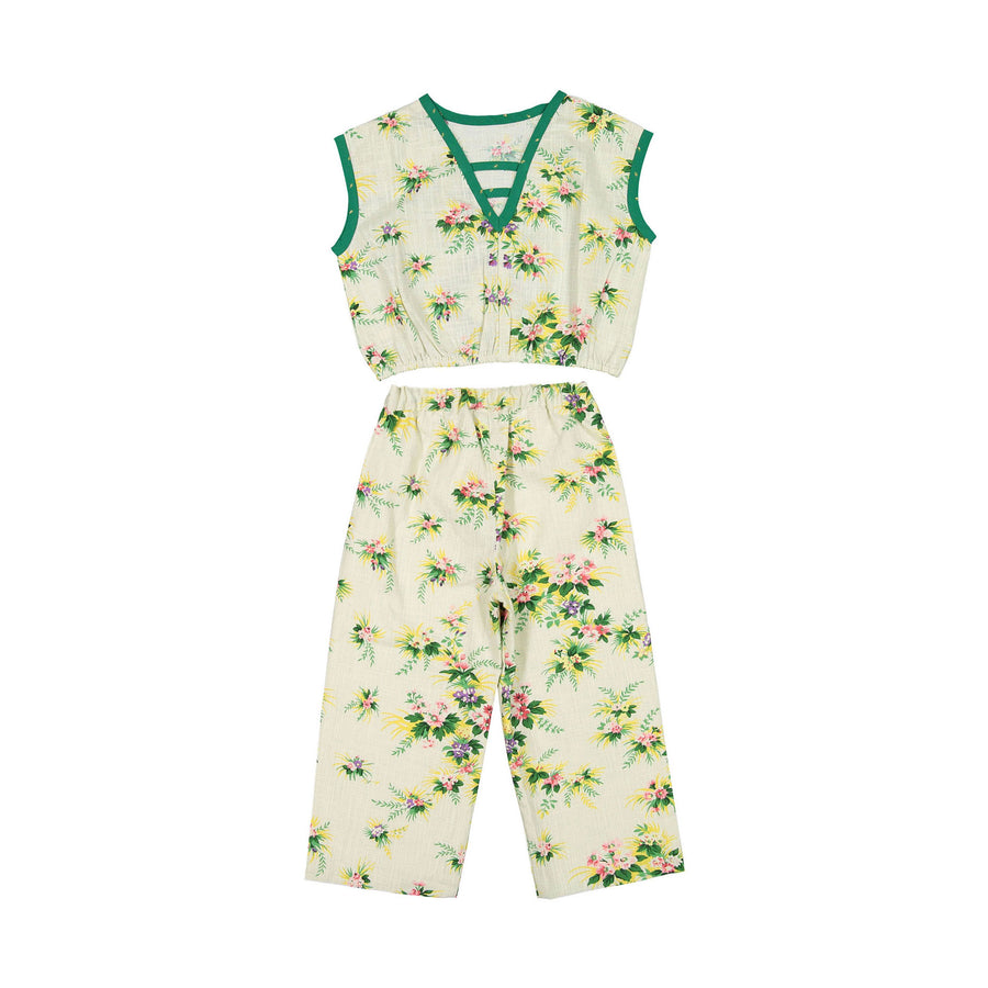 Bonjour Long Pants & "Crop" Top - Tropical Print