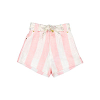 Bonjour Short With Scarf - Pink Stripe Fabric