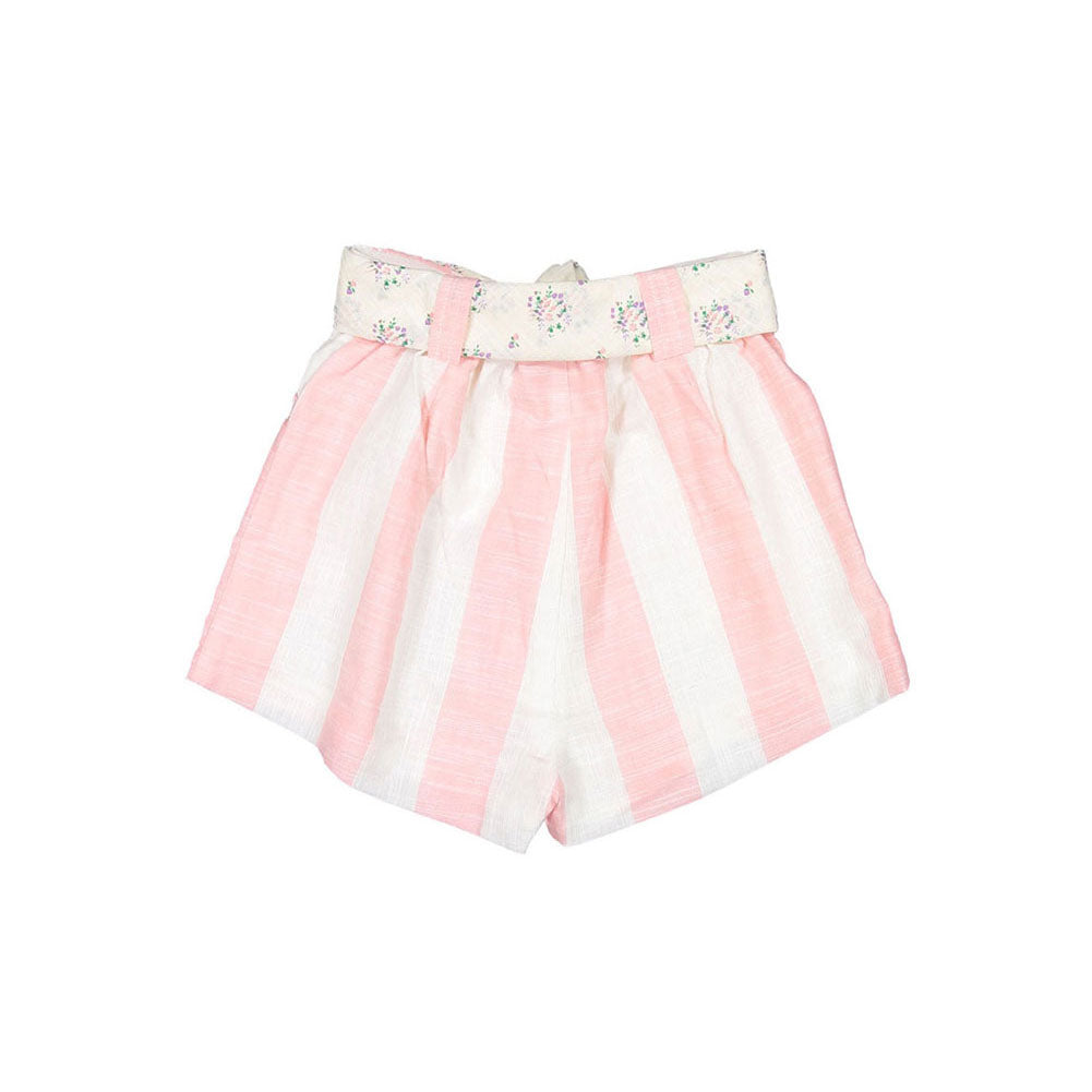 Bonjour Short With Scarf - Pink Stripe Fabric