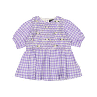 Bonjour Handsmock Blouse - Violet Gingham Crepon Voile