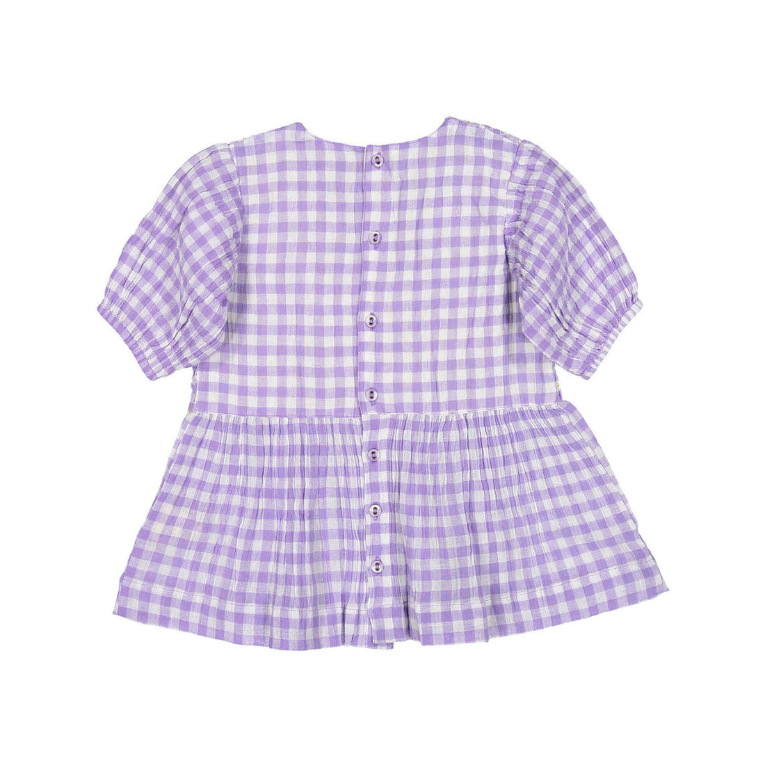 Bonjour Handsmock Blouse - Violet Gingham Crepon Voile