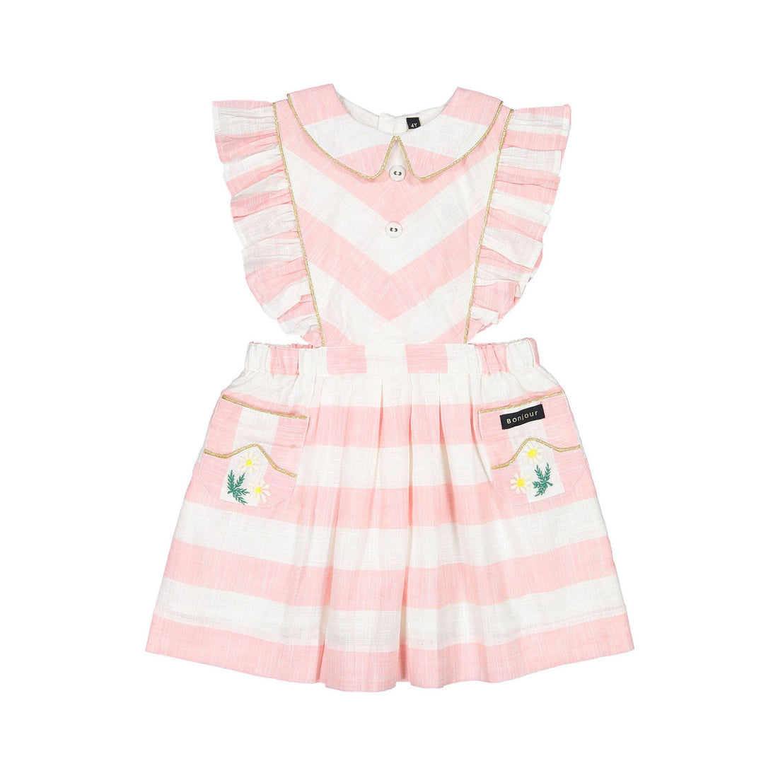Bonjour Reina Dress - Pink Stripe Fabric