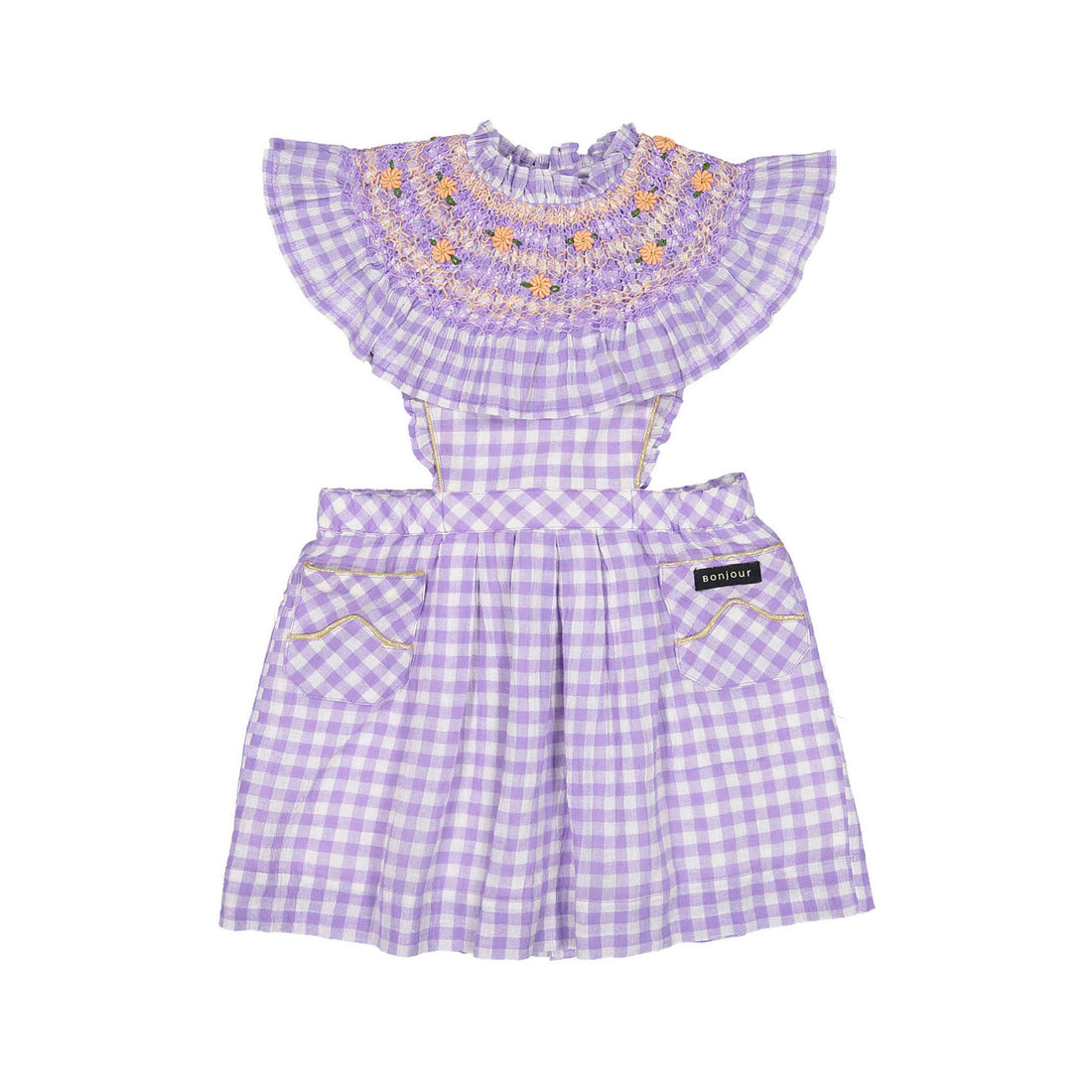 Bonjour Reina Dress - Violet Gingham Crepon Voile