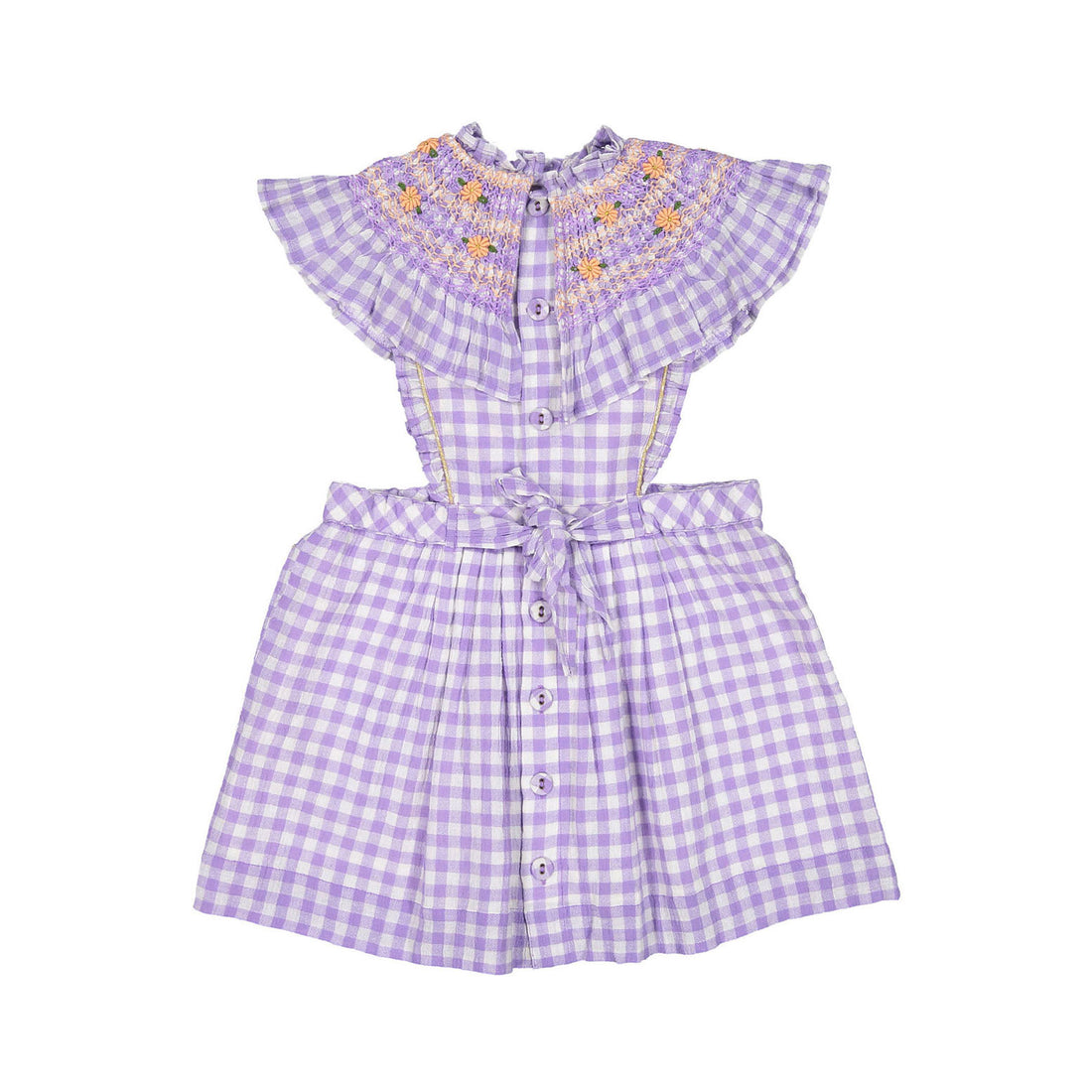 Bonjour Reina Dress - Violet Gingham Crepon Voile