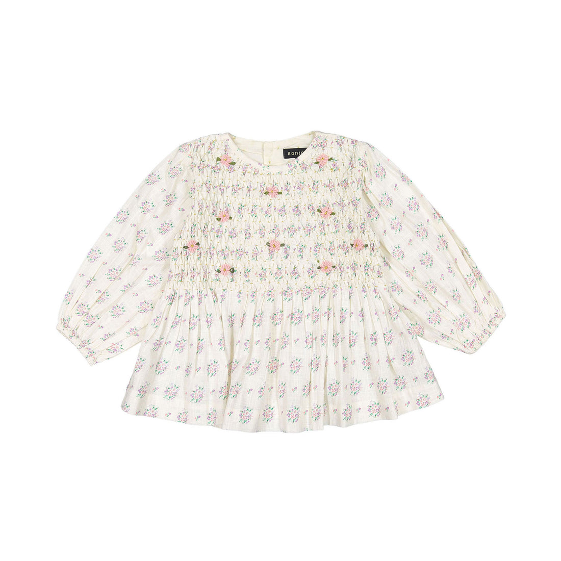 Bonjour Handsmock Blouse - Small Pastels Flowers Print