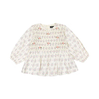Bonjour Handsmock Blouse - Small Pastels Flowers Print