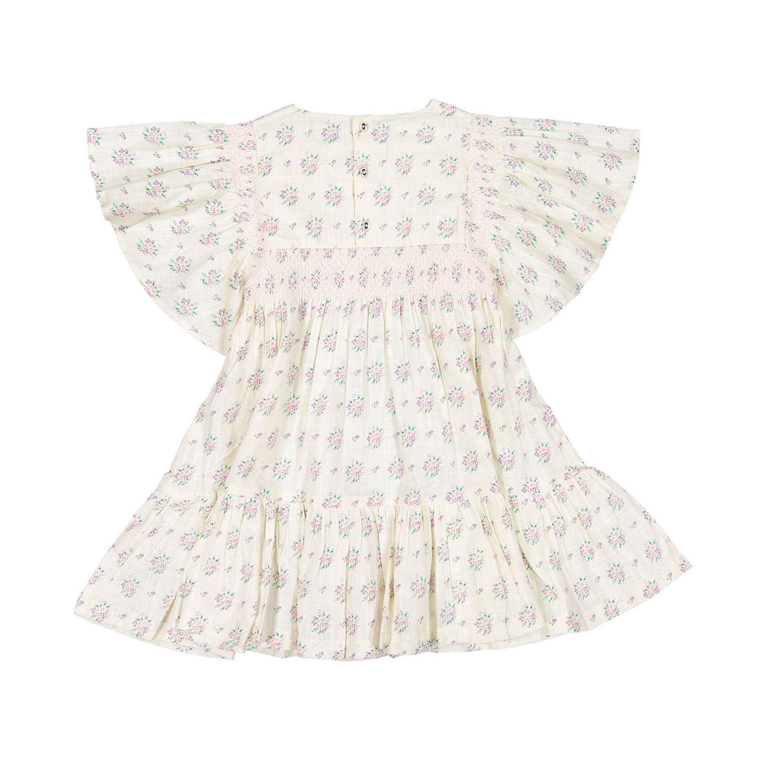 Bonjour Rosalie Dress With Short Sleeves - Small Pastels Flowers Print