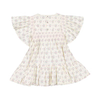 Bonjour Rosalie Dress With Short Sleeves - Small Pastels Flowers Print