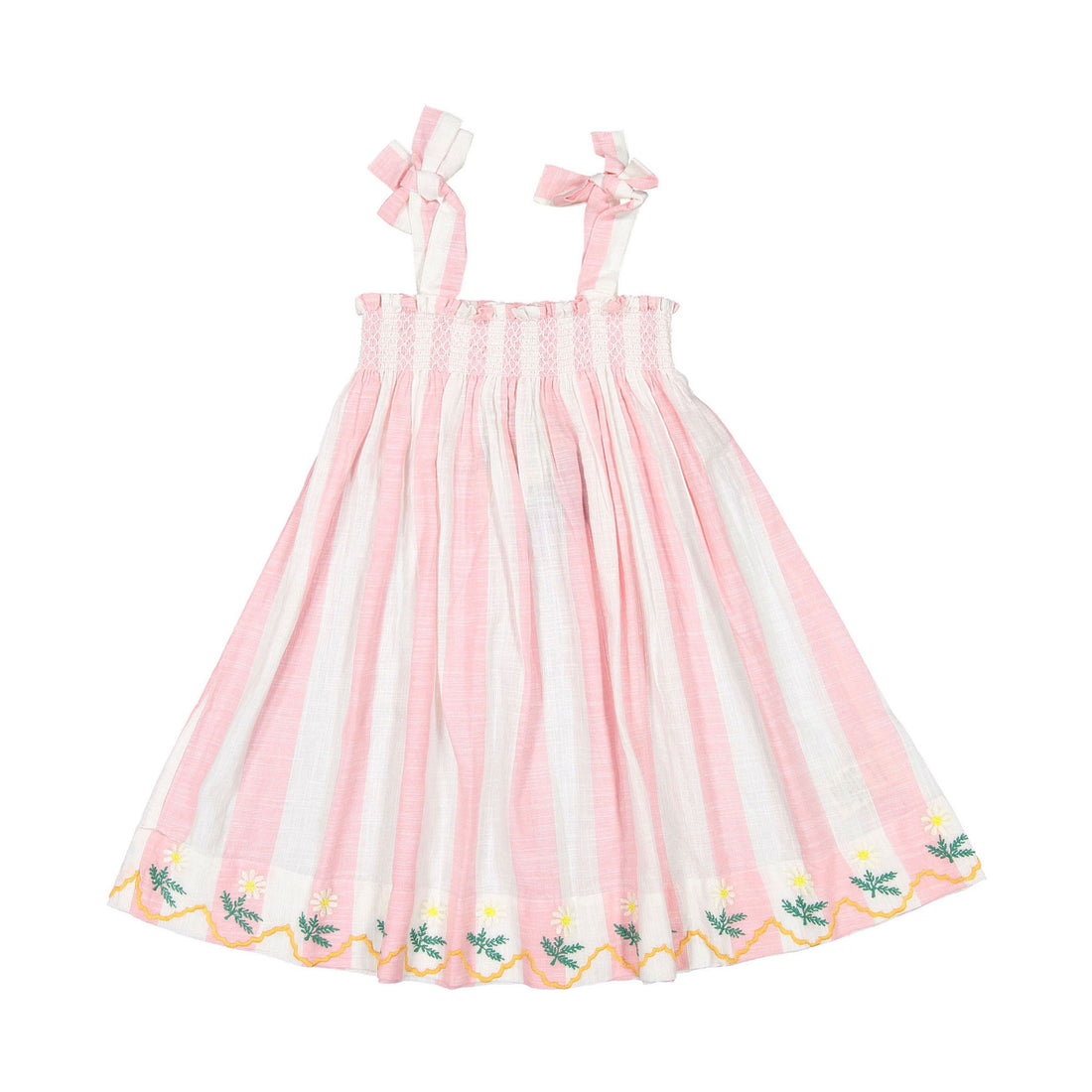 Bonjour Skirt Dress With Scarf - Pink Stripe Fabric