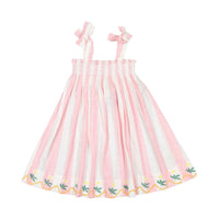 Bonjour Skirt Dress With Scarf - Pink Stripe Fabric